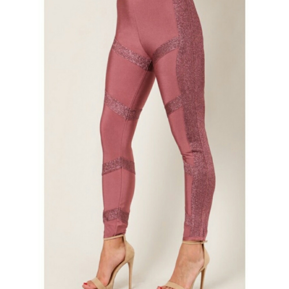 WoW Couture Lurex Bandage Bodycon Style Slip On Pants